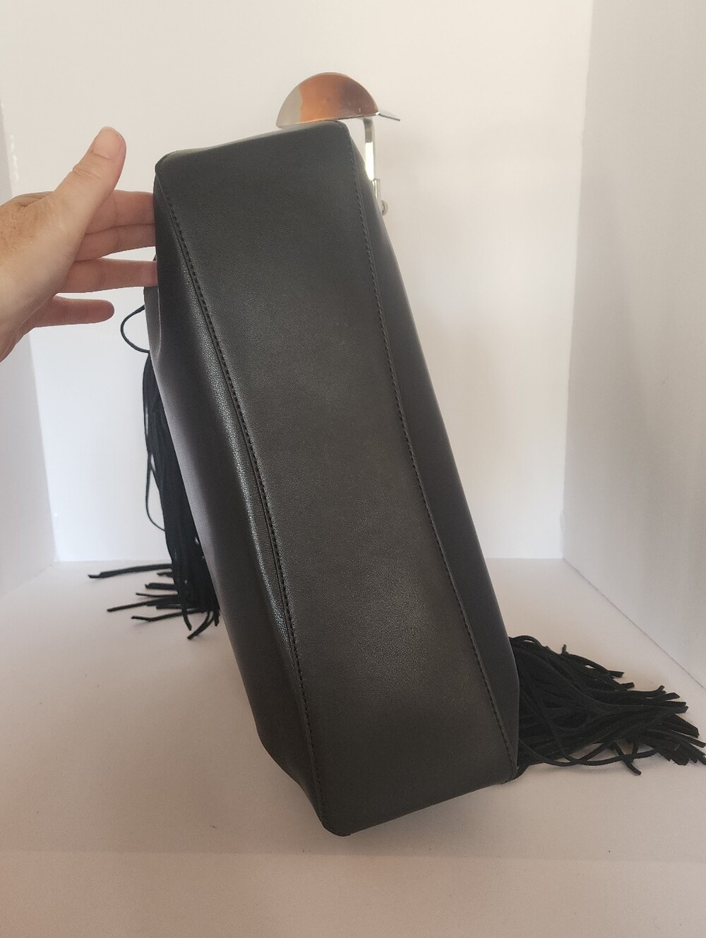 Donna Karen Bellmore Fringe Shoulder Bag FLAWED - Picture 8 of 10